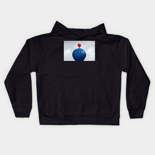 Motivational Concept as a hot air balloon Conquering a large competitor as a creative surreal conceptual idea to motivate and inspire. Kids Hoodie